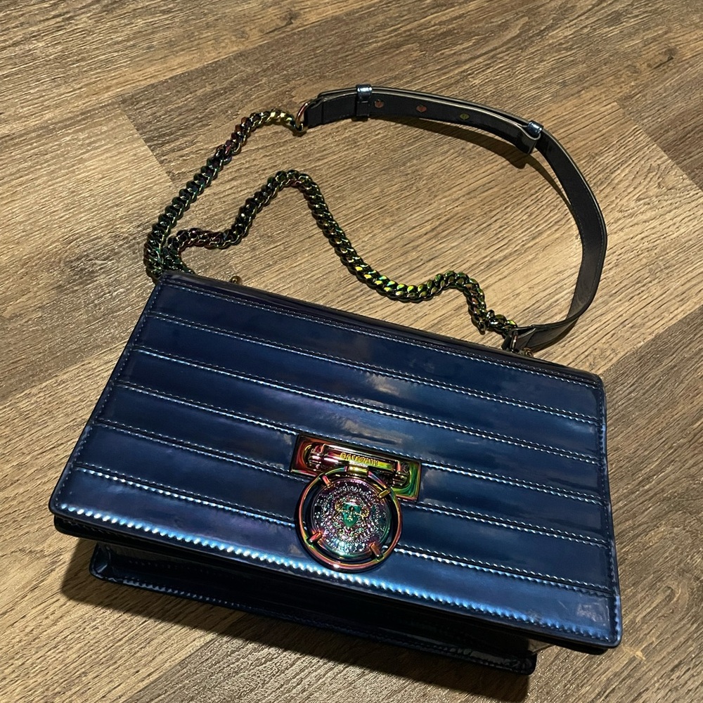 Balmain Navy Patent Quilted Crossbody with Iridescent Hardware - Picture 2 of 10